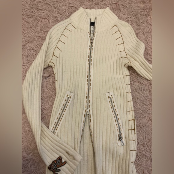 Y2K Parasuco Knit Sweater Dress with Exposed Zip and Contrast Stitching - Picture 3 of 5